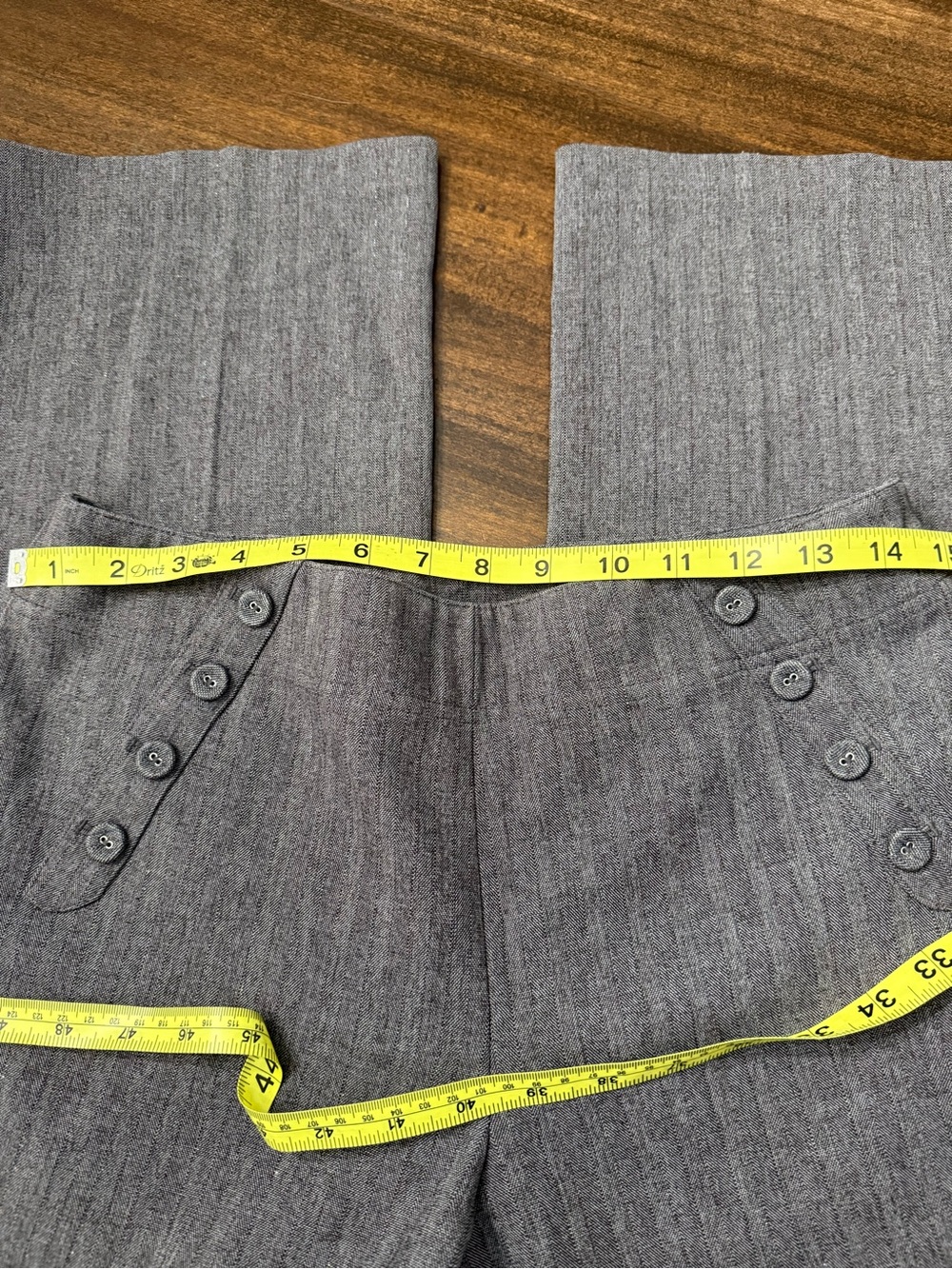 Sigrid Olsen Gray glitter Pinstripe Womans Dress Pants with Buttoned Pocket Tabs - Picture 6 of 8